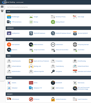 Click for a full size view of a typical cPanel